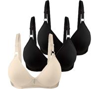DFSDJEUW Sales Today Clearance 3 Pack Bras for Women Soft Wireless Solid Color Underwear Adjustable Breathable Non Wired Support Bras Seamless Comfortable Anti Sports Bras Women high Impact Black2 XL