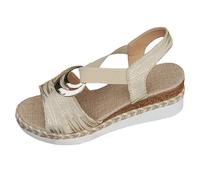 DFSDJEUW sandals with arch support for women Sandals for Women uk Wedge Wide Fit Adjustable Ankle Strappy Open Toe Chunky Beach Summer Shoes Casual Platform Orthopedic ladies shoes on.sale Beige 7.5