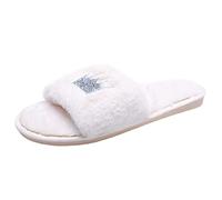 DFSDJEUW slippers for elderly women Travel Slippers Women Toe For Indoor Cozy Memory House Summer On Comfy Soft Flannel cloud slipper White 5.5