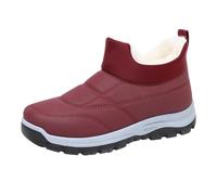 DFSDJEUW Snow Boots Women Wide Fit Wedge Shoes Waterproof Warm Lined Ankle Boot Comfortable Slid-On Chunky Heel Mid Booties Casual Anti-Slip Round Toe Snow Boot womens walking boots waterproof Red 4