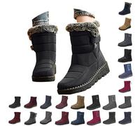DFSDJEUW snow boots women Womens Winter Snow Boots Waterproof Mid Calf Ankle Booties Comfortable Anti-Slip Rain Ski Shoes Warm Faux Fur Lined Boot Outdoor fur lined womens Black 6.5