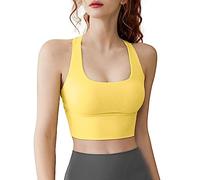 DFSDJEUW Todays Deal Padded Bras for Women Women's Summer Sports Shockproof Outwear Running Yoga Tank Top with Back Gathering Fitness Bra Soft Comfort Cotton Bras for Women Non Wired Yellow