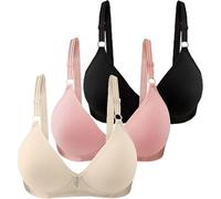 DFSDJEUW Today's Deals of The Day 3 Pack Bras for Women Soft Wireless Solid Color Underwear Adjustable Breathable Non Wired Support Bras Seamless Comfortable Anti Yoga Tops for Women UK Pink1 M