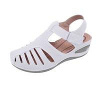 DFSDJEUW today's deals+of the day Orthopedic Sandals Women UK Closed Toe Wide Fit Wedge Shoes Lightweight Arch Support Ankle Strappy Plantar Fasciitis Slides Comfy ladies sandals size 7 uk White 7