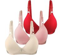 DFSDJEUW Todays Offers Special Deals 3 Pack Bras for Women Soft Wireless Solid Color Underwear Adjustable Breathable Non Wired Support Bras Seamless Comfortable Anti Sports Bra high Impact Pink2 XL