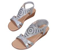 DFSDJEUW try before you buy womens shoes Slip on Sandals for Women Uk Open Toe Walking Slide Lightweight Arch Support Wide Fit Comfortable Casual Flat/chunky arch support shoes for women Silver 5