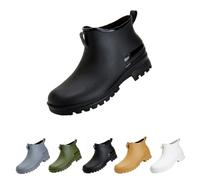 DFSDJEUW walking boots mens Warehouse Women's Wellies Boots Ankle Boot Short Chelsea Booties Waterproof Rain Boot Wellingtons Shoe Wide Calf Outdoors Rainboots Slip on Non-slip Hiking Shoes Black 4.5