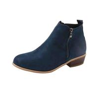 DFSDJEUW Walking Boots Women Foreign Trade Source Suede Spring Autumn Women's With Belt Buckle High Tube Thick Heel Shoes Waterproof Pull On Short Booties Wide Calf Cowgirl Boot Non Slip Combat Boots