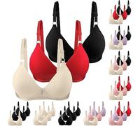 DFSDJEUW Warehouse Deals Clearance 3 Pack Bras for Women Soft Wireless Solid Color Underwear Adjustable Breathable Non Wired Support Bras Seamless Comfortable Anti Wireless Push up Bra Khaki XL