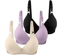 DFSDJEUW Warehouse Deals Clearance Returns 3 Pack Bras for Women Soft Wireless Solid Color Underwear Adjustable Breathable Non Wired Support Bras Seamless Comfortable My Order UK Recent Purple2 XL