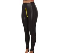 DFSDJEUW Warehouse Deals Clearance Returns Womens Gym Leggings Women's Yoga Pants Leather Solid Color Open Zipper Yoga Sports High Waist Slim Fit Pants Gym Leggings Tummy Ladies Leggings