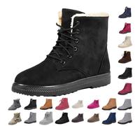 DFSDJEUW waterproof boots women Snow Boots Women Winter Wide Fit Ankle Booties Warm Faux Fur Lined Orthopedic Shoes Comfortable Lace up Pull on Walking Boot Lightweight Waterproof Outdoor Black 6