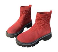 DFSDJEUW Waterproofs Boots Women New Fall/Winter Trendy Versatile Leather Comfortable Waterproof Side Zipper Booties Wide Fit Walking Shoes Casual Non Slip Pointed Toe High Boots Garden Walking Shoes