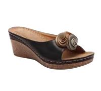 DFSDJEUW wedge sandals for women Womens Sandals Wedge Wide Fit Platform Buckle Mid Heeled Elegant Slides Comfortable Open Toe Slip On Bowtie Orthopedic Shoes deals.of the day Black 5