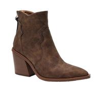 DFSDJEUW wide boots for women uk Ankle Boots for Women Women's British Style Chunky Heel High Pointed Toe Zip And Wide Fit Shoes Warm Lined Low Heel Ankle cowgirl Brown 7.5