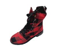 DFSDJEUW wide calf cowboy boots Ankle Boots for Women Side Zipper for Women Ankle Short Single Shoes Ladies Casual Shoes Wide Fit Walking Warm Lined Chunky cowboy Red 4.5