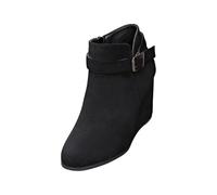 DFSDJEUW wide fit ankle boots for women Womens Boots Side Zipper for Women Ankle Short Single Shoes Ladies Casual Shoes Wide Fit Wedge Warm Lined Chunky Heel Knee womens walking Black 5
