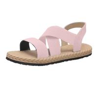 DFSDJEUW wide fit ladies sandals Women Sandals Women's Open Toe Elastic Ankle Strap Flat Summer Beach Sandal Comfy Strappy Shoes Wide Fitting Slider Support Wedge He orthopedic women Pink 5