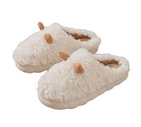 DFSDJEUW wide fitting slippers Ladies Christmas Slippers Warm Slip on Bedroom Slipper Wide Fit Memory Foam Fluffy Home Sliders Memory Foam Non-Slip Shoes Indoor/outdoor White 6