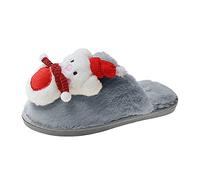 DFSDJEUW wide fitting slippers Ladies Christmas Slippers Warm Slip on Bedroom Slipper Wide Fit Memory Foam Fluffy Home Sliders Plantar Fasciitis Non Slip House Shoes ladies warm Grey 3.5