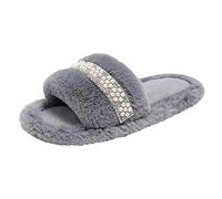 DFSDJEUW wide fitting slippers Travel Slippers Women Womens Indoor Fashion Pearl Tiles Lightweight Winter Warm Cotton Wide Fit Anti-Slip arch support slipper for womens uk Grey 5