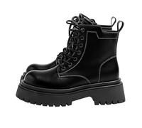 DFSDJEUW Winter Boots for Women Uk Wide Fit Waterproof Walking Shoes Warm Fluffy Lined Ankle Boot Comfortable Lace Up Low Heel Mid Booties Casual Anti-Slip Round Toe women's waterproof boots Black 5
