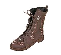 DFSDJEUW winter womens boots Ankle Boots for Women Uk Ladies Fashion Long On Shoes Women's Casual Heels Slip Women's Wide Fit Shoes Warm Lined Low Heel gardening women Brown 5