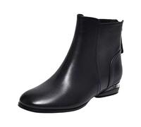 DFSDJEUW winter womens boots Womens Boots Ladies Fashion Solid Suede Front Side Zipper Chunky Heel Short Wide Fit Walking Shoes Warm Lined Low Heel gardening shoes women Black 4