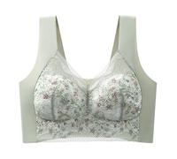 DFSDJEUW Wireless Bras for Women Non Wired Bras for Women UK Plus Size Comfortable Push Up Bralettes Thin Breathable Seamless Support Underwear Soft Padded lace Bra Green XL