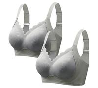 DFSDJEUW Wireless Bras for Women UK 3 Pack Non Wired Bras UK Comfort Push up Wireless Bra Breathable Sport Bralettes Plus Size Everyday Brassiere Super Firming Bra Wire-Free Push-up Grey L
