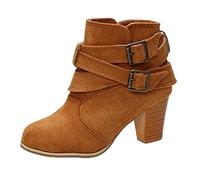 DFSDJEUW women ankle boots Snow Boots Women Wide Fitting Shoes Comfortable Waterproof Side Zipper Booties Warm Lined Chunky Heel Knee High Boot Fashion Non Slip women's cowboy Yellow 8