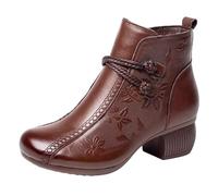 DFSDJEUW women leather boots Ankle Boots for Women Uk Women's High Performance Warm Soft And Comfortable Can Adapt To The Cold And Harsh Environment Wide wide toe box shoes womens Brown 4.5