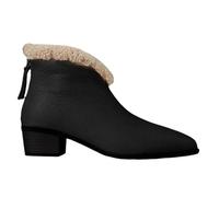 DFSDJEUW women leather boots Knee High Boots Women's High Performance Warm Soft And Comfortable Can Adapt To The Cold And Harsh Environment Wide Fit Wedge wide toe box shoes womens Black 3.5