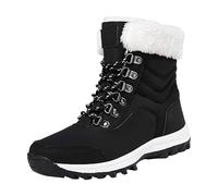 DFSDJEUW Women Winter Boots Wide Fit Wedge Shoes Waterproof Warm Fluffy Ankle Boot Comfortable Pull on Chunky Heel Long Booties Lightweight Non Slip Platform Snow Boots for Ski Walking Hiking