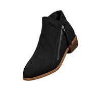 DFSDJEUW women's ankle wellies Womens Ankle Boots Wide Fit Walking Shoes Comfortable Waterproof Pull on Short Booties Warm Lined Low Heel Wellington Boot Fashion wateroroof boots Black 7.5