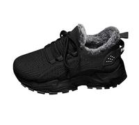 DFSDJEUW Women's Boots Winter Wide Fit Waterproof Thermal Shoes Warm Fluffy Ankle Boot Comfortable Side Zipper Low Heel Mid Calf Booties Lightweight Non Slip Round Toe Snow warm boots women Black 5.5
