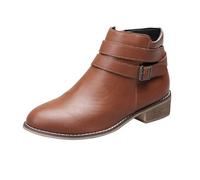 DFSDJEUW Womens Boots Women's New Soft Sole Korean Thick Sole Leather Comfortable Waterproof Side Zip Short Booties Wide Fit Shoes Casual Non Slip Pointed Toe Rain Boots Dog-Walking Shoes
