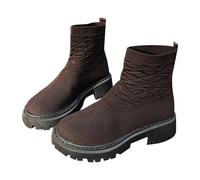 DFSDJEUW women's cowboy boots Ankle Boots for Women Large Size Flying Woven Casual Sleeve Lightweight Casual Wide Fit Wedge Shoes Warm Lined Chunky Heel Knee womens cowboy Coffee 4.5