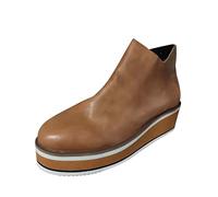 DFSDJEUW women's mid calf boots Ankle Boots for Women Wedge Size Heel Color Ankle Side Solid Platform Fashion Plus Zipper Women's Wide Fit Shoes Warm boat & deck shoes Khaki 4.5