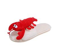 DFSDJEUW womens mule slippers House Slippers Ladies Fashion Cute Plush Lobster Open Toe Flat Casual Warm Furry Wide Fit Anti-Slip Orthopedic Shoe memory foam slipper womens White 6.5