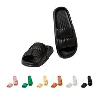 DFSDJEUW womens slippers open toe Unisex Slip On Slippers for Women Men Cloud Sliders Summer Non-Slip Light Weight Flat Slide Sandals Shower Sandal House ladies garden shoes Black 5