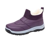 DFSDJEUW Womens Snow Boots Wide Fit Waterproof Walking Shoes Warm Fluffy Lined Ankle Boot Comfortable Lace Up Low Heel Short Booties Lightweight Anti-Slip Round Toe Snow lace up boots women Purple 6