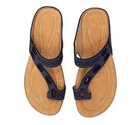 DFSDJEUW womens wedge sandals Women's Slide Sandals Soft Cork Footbed Summer toe loop Comfort Arch Support Indoor Thick Bottom Bathroom Vacation Beach sale.clearance women Blue 5.5