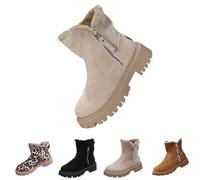 DFSDJEUW Women's Winter Cardigans & Boots - Warm, Waterproof, Fur Lined, Side Zipper, Lightweight, Wide Fit, Snow Boots