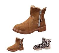 DFSDJEUW Women's Winter Snow Boots - Warm, Waterproof, Fur Lined Walking Boots with Side Zipper and Wide Fit