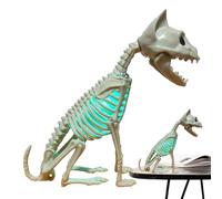 Dfstvup Halloween Decoration Skeleton Cat, Skeleton Cat with Light, Resin Gothic Tiny Kitten Figurine with Light, Skeleton Cat Decoration, Animal Skull, Skeleton Cat Statue for Spooky Scene