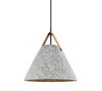 DFTP by Nordlux Strap pendant light, light grey, Ø 36 cm, metal/leather