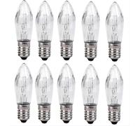 DFTRIF 10pcs E10 Base Candle Bulb with Screw Base Transparent Glass Body Warm White 3W Bulb Suitable for Indoor And Outdoor Use,14V