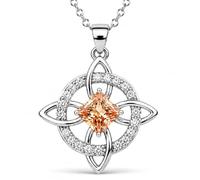 Dfugta Birthstone Necklace for Women, Witches Knot Necklace with Birthstone, 41cm-50cm, Copper plated with real gold, square