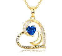 DFUNH Birthstone Necklace for Women Girls, Heart Necklace for Women Wife Girlfriend Mom Daughter, I Love You to The Moon and Back Jewelry Gifts on Mothers Day Gifts Birthday Gifts Anniversary